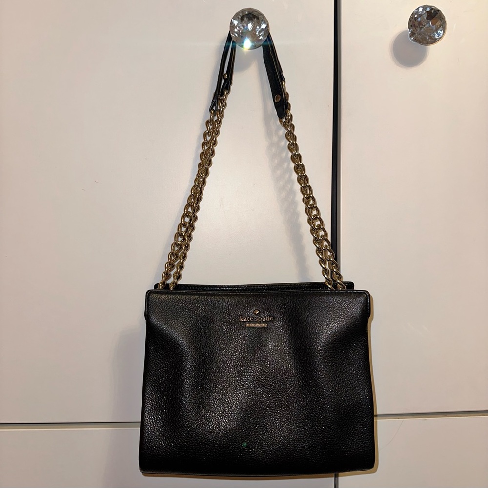 Kate Spade Black Leather Shoulder and Crossbody Chain Bag
